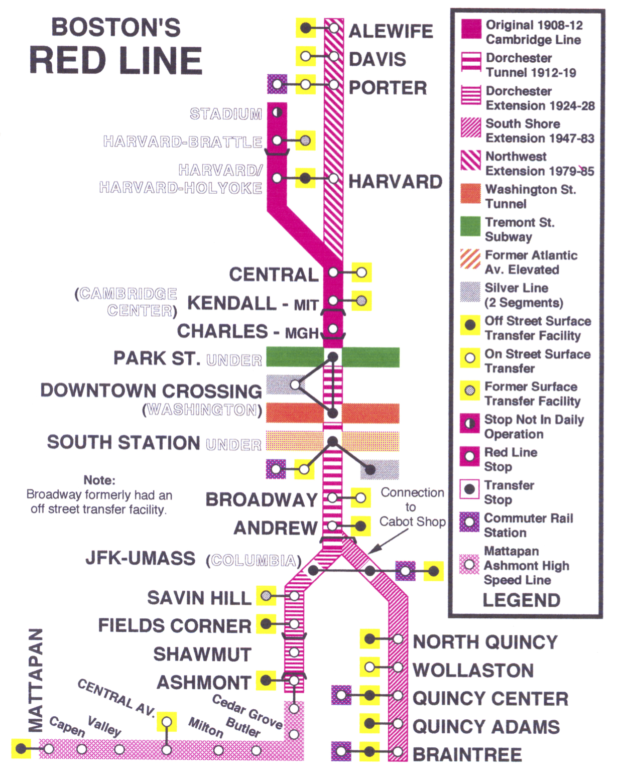 A historical map of the Red Line.